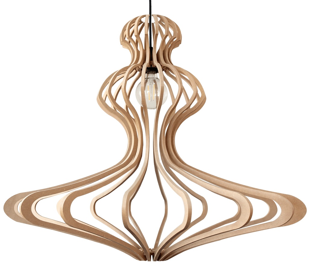 [112_1] Pendant lamp Woman Natural L D83 (Black and metal ceiling rose, Without Diffuser)
