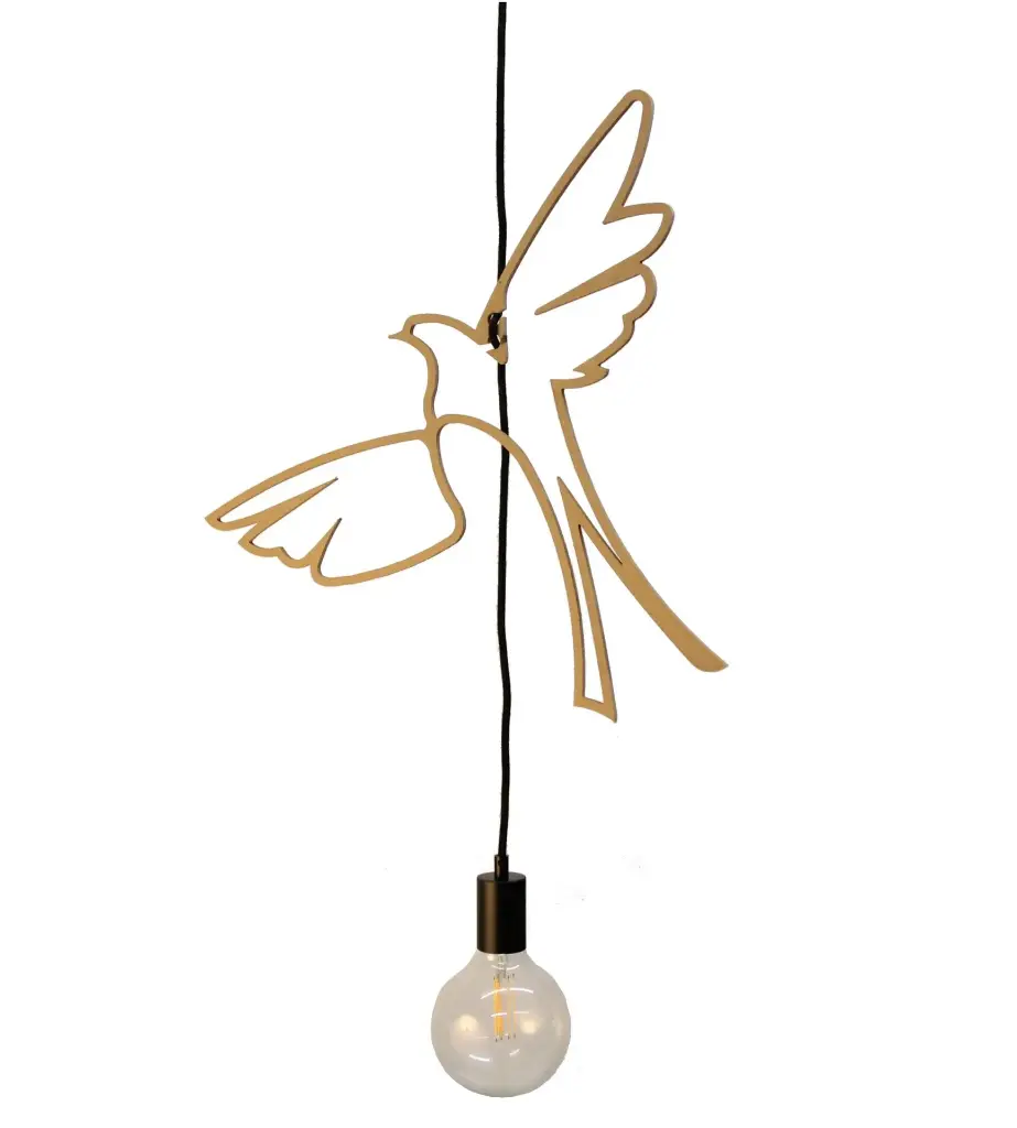 [21_1] Birds of Paradise pendant lamp brut (Black and metal ceiling rose)