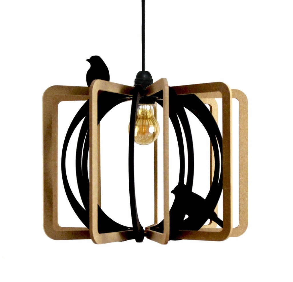 [6_1] Suspension CAGE AUX OISEAUX (Kit coton noir et rosace métal)