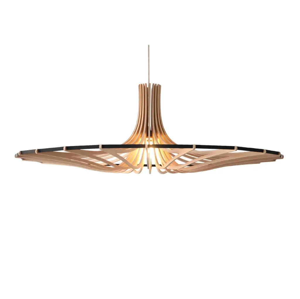 [120_1] Pendant Light Boléro Natural D120 (Black, Black and metal ceiling rose, Without Diffuser)