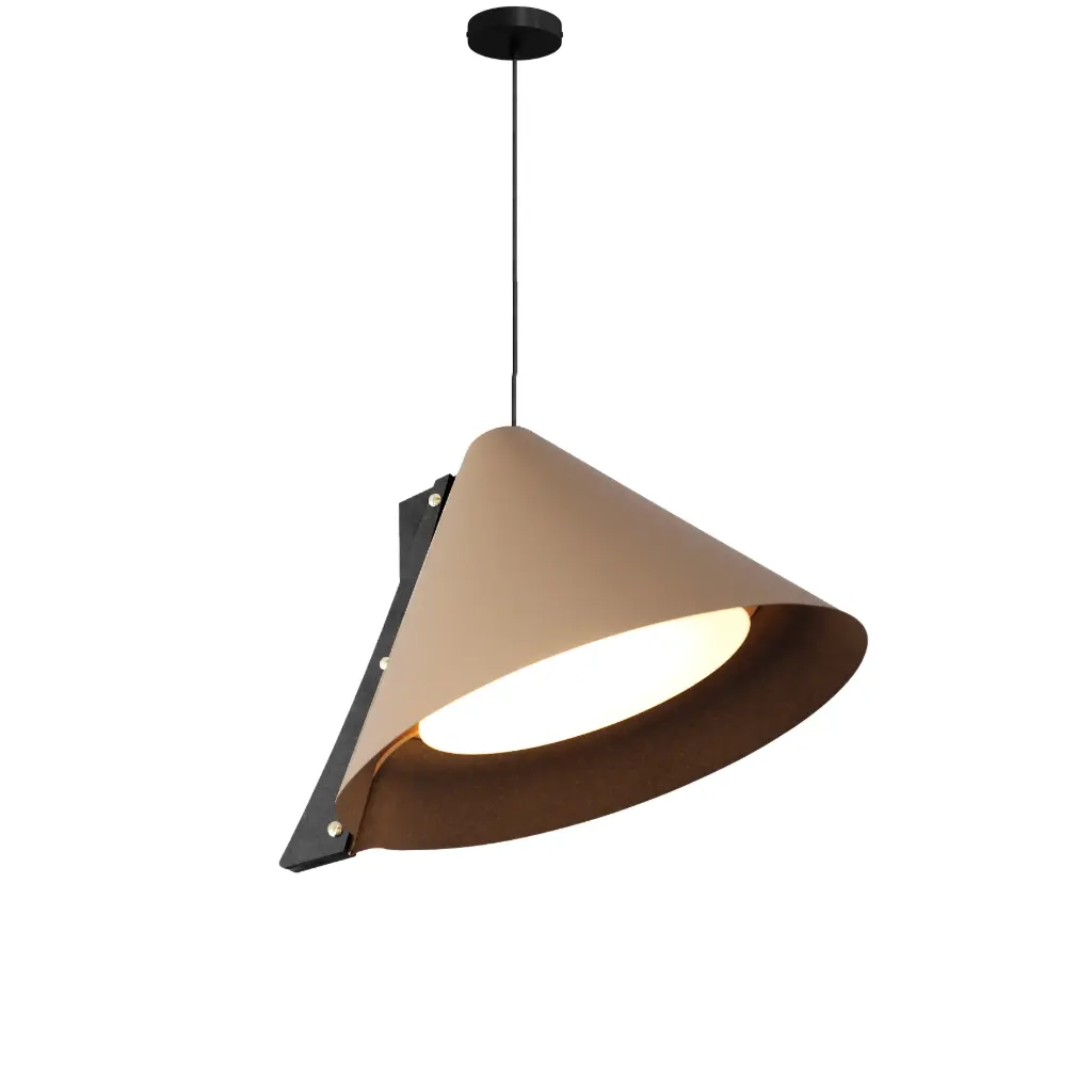 [95_2_001] Pendant lamp SILENCE M Diam 40cm Beige (Black, Métal noir)