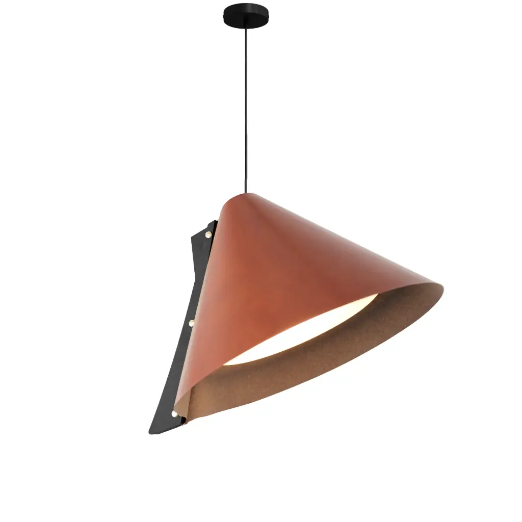 [95_3_001] Pendant lamp SILENCE M Diam 40cm Brown (Black, Métal noir)