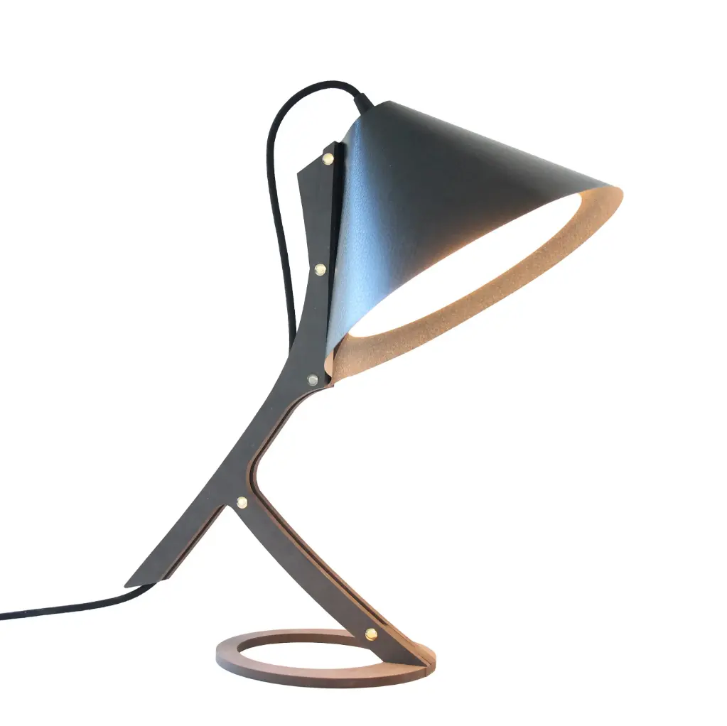 [97_1_001] Lampe à poser SILENCE Cuir Noir (Noir, Câble noir)