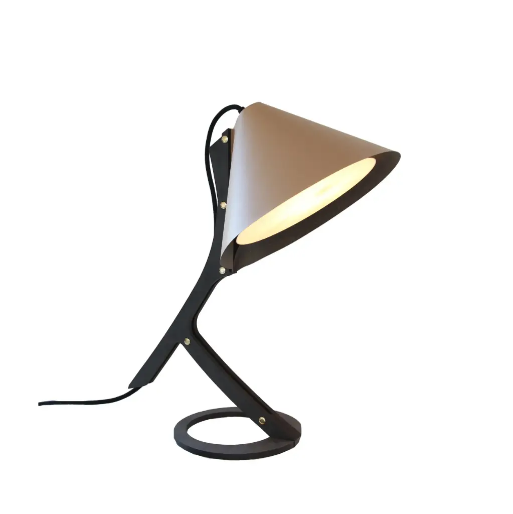 [97_2_001] Lampe à poser SILENCE Cuir Beige (Noir, Câble noir)