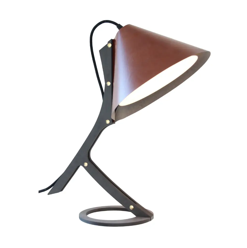 [97_3_001] Lampe à poser SILENCE Cuir Marron (Noir, Câble noir)