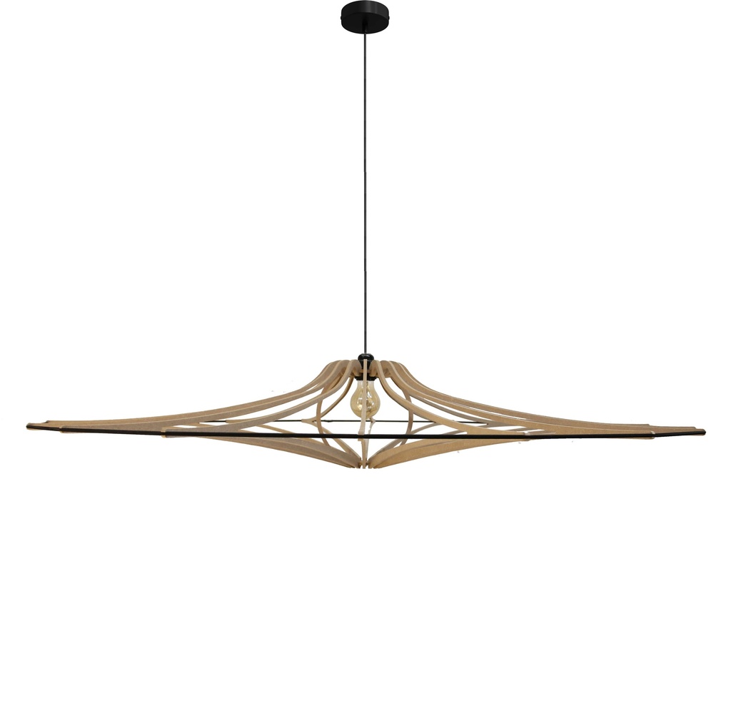 [105_1] Suspension Singing Brut L D124cm (Noir, Kit coton noir et rosace métal, Sans Diffuseur)