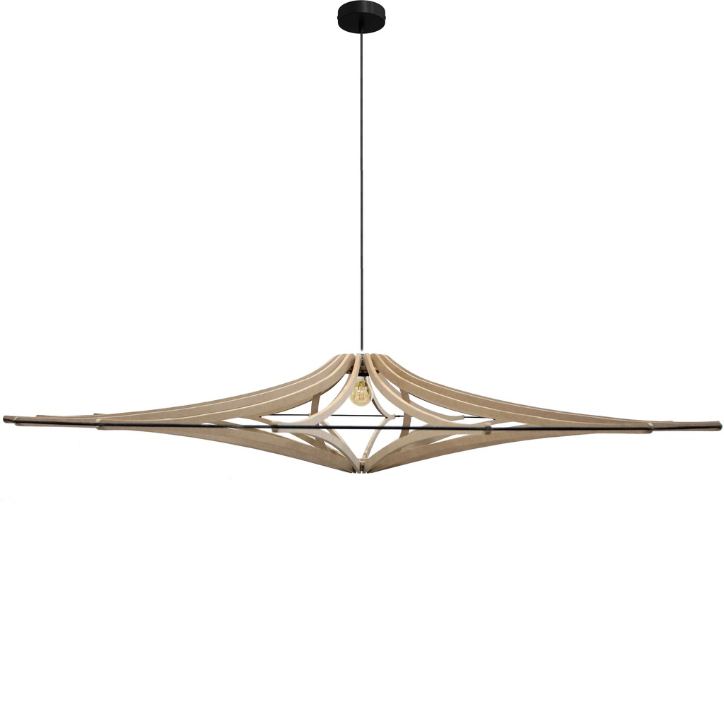 [106_1] Pendant lamp Singing naturalXL D160cm (Black, Black and metal ceiling rose, Without Diffuser)